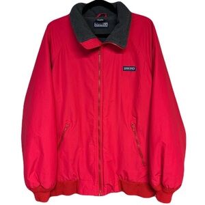 Lands End Red Fleece Lined Polartec Jacket Gorpcore Outdoors Hiking Medium Tall